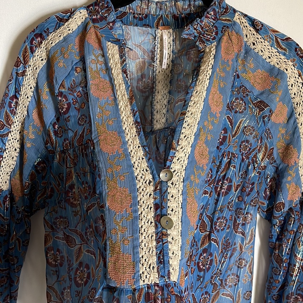 Free People Floral Long Sleeve Tunic | Small | NWOT